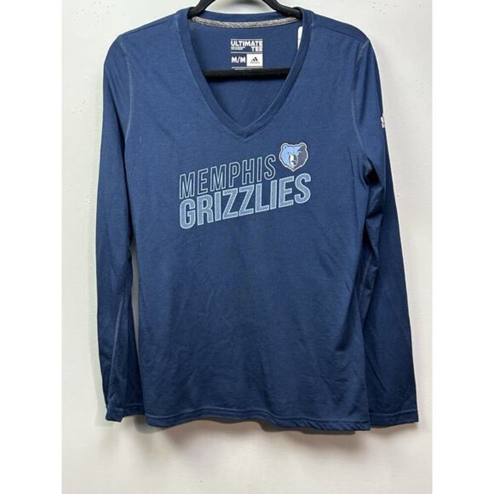 Memphis Grizzlies Adidas Long Sleeve Ultimate Tee Shirt Womens Medium Blue NEW